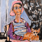 Schilderij, Maya Wildevuur, Vrouw met chihuahua, 2012